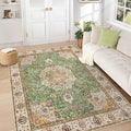 Area Rug 5x7 Washable Rug, Vintage Boho Medallion Rugs Non-Slip Soft Low Pile by VECARF