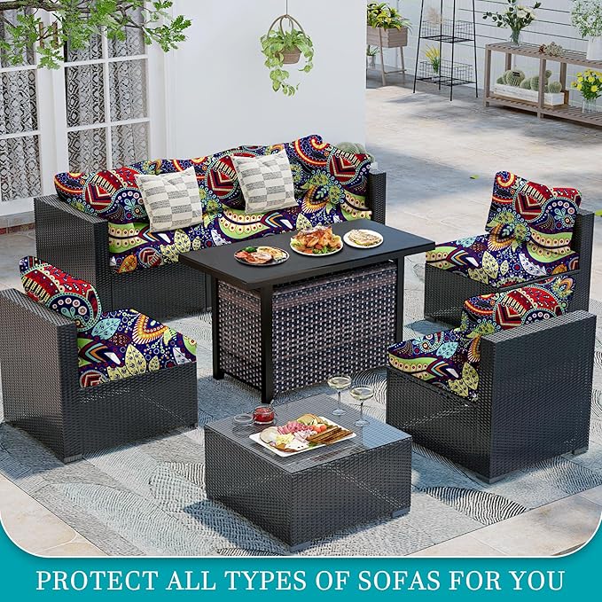 14 Pcs Stretch Patio Cushion Covers, Outdoor Couch Covers Replacement, Outdoor - Image 4