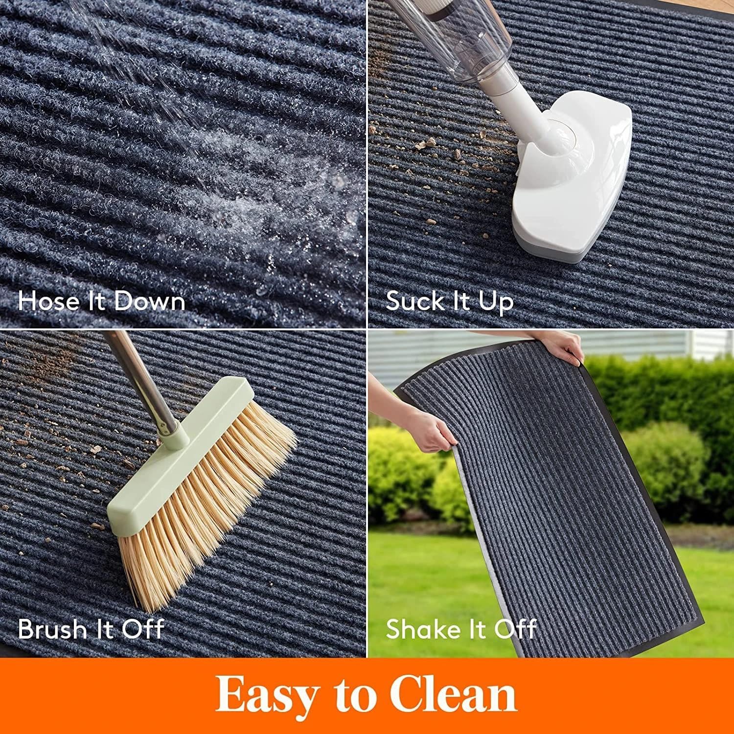 SRDDQLC Commercial Grade Door Floor Mat Brush Step Entrance Mat 3×6FT Outdoor Indoor Mat Waterproof Rubber Back Rugs for Home Office Business Areas Dark Grey (3' W x 6' L)