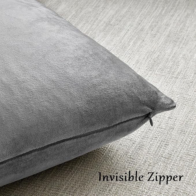 GIGIZAZA Dark Grey Pillow Covers 18x18, Velvet Square Throw Pillows Modern - Image 5