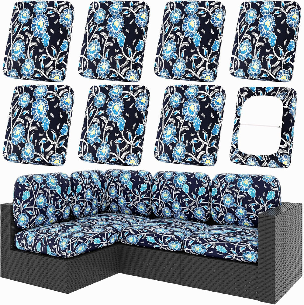 hyha 8Pcs Patio Cushion Covers, Stretch Outdoor Couch Cushion Covers Replacement