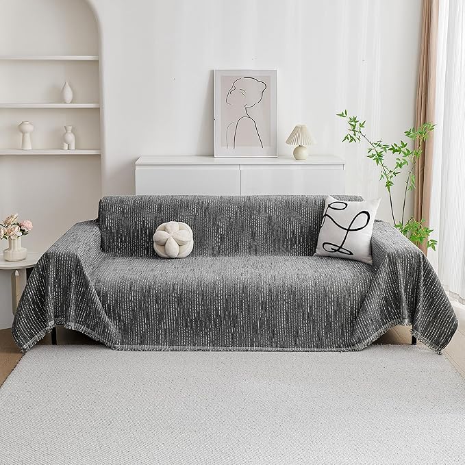 MYSKY HOME Couch Covers for Sofa, Dog Couch Cover Protector, Dark Grey Lines - Image 3
