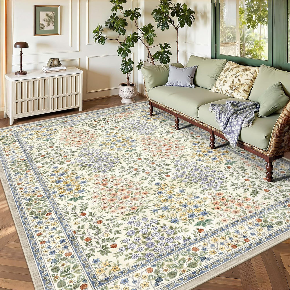 6x9 Area Rugs, Washable Floral Area Rugs for Living Room, Indoor Area Rug for...