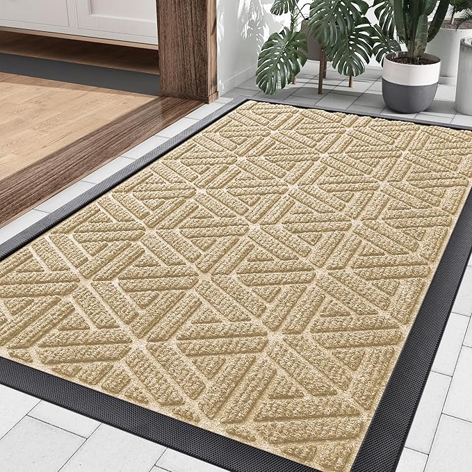 Smiry Front Door Mat Outside Entrance, Heavy Duty Sturdy Natural Rubber Doormat by Smiry