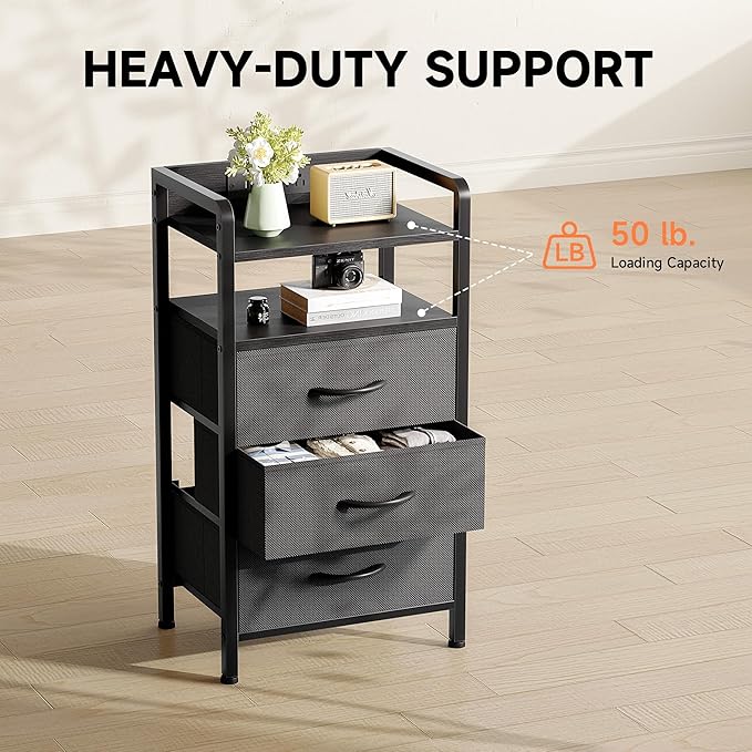 Night Stand Bedside Charger Bedroom - Nightstand with Charging Station & ...