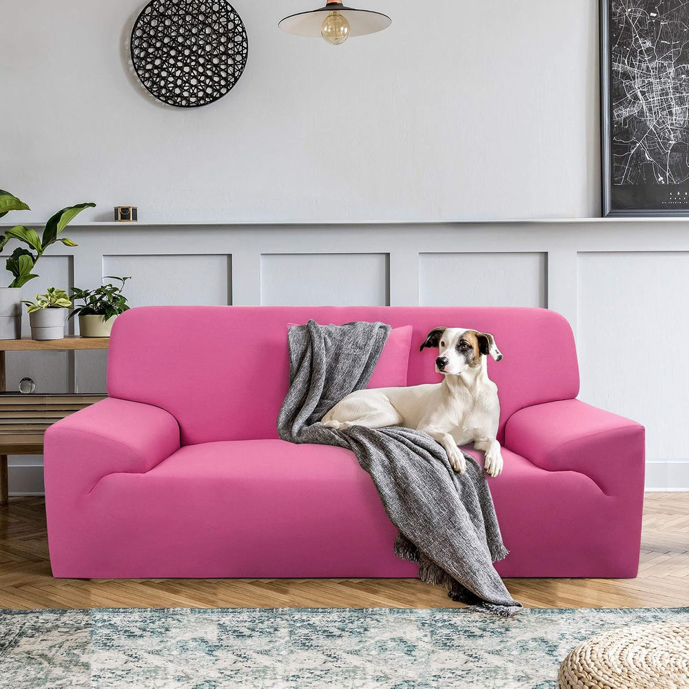 uxcell Stretch Sofa Couch Covers Large Fuchsia with 1 Pillowcase