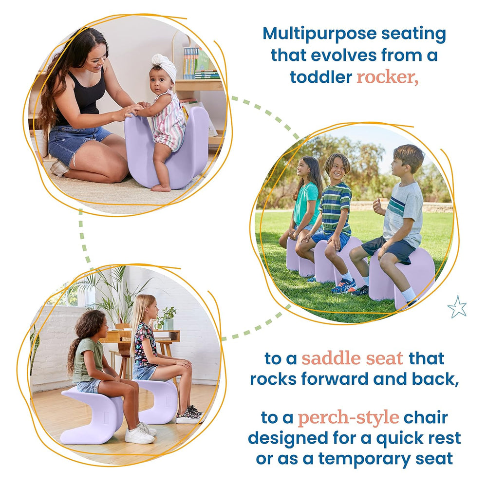 ECR4Kids Wave Seat Perch Stool, 14in - 15.1in Seat Height, Flexible Seating, ...