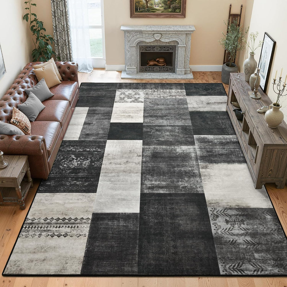 Tepook 8x10 Area Rugs for Living Room, Washable Large Geometric Bedroom Rug
