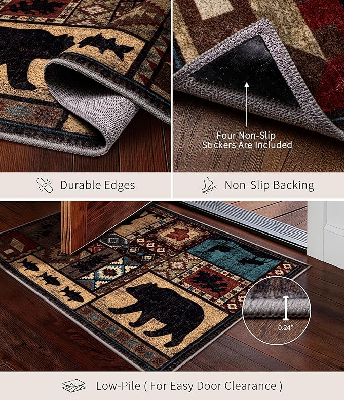YIHOUSE Washable Entryway Rug, 2x3 Rustic Cabin Area Rug, Non-Slip Indoor Door - Image 4