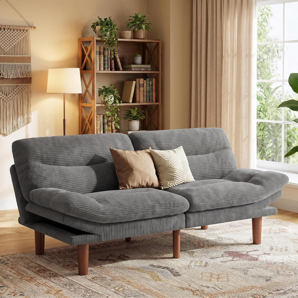 Marsail 66.02" Futon Sofa Bed, Small Convertible Sleeper Couch, Slate Grey