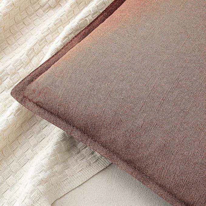 MIULEE Decorative Linen Euro Sham Pillow Covers 24x24 Rust Red Boho Farmhouse - Image 2