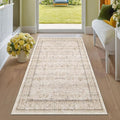 Washable Cream Farmhouse Bathroom Rug, 3x5 Non Slip Area Rugs by HazoHaus