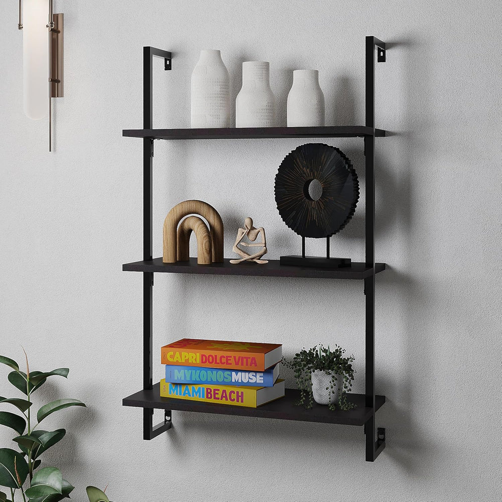 happimess MSH1000A Madera 40.55" Classic Industrial 3-Shelf Wood Wall-Mo...