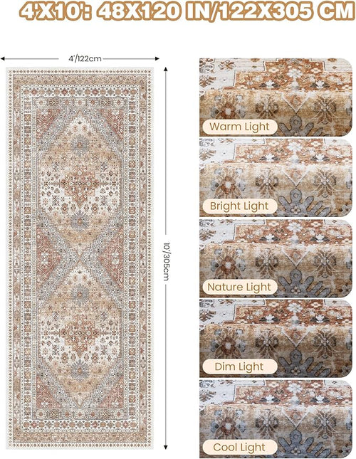 4x10 Runner Rug, Washable Hallway Runner Rug - Image 2