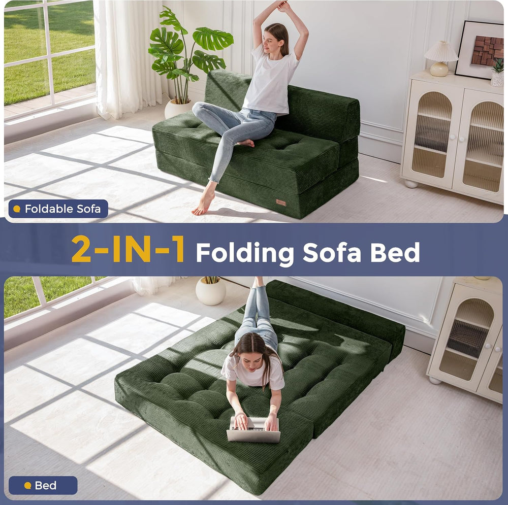 MAXYOYO Folding Sofa Bed, 8-Inch Fold-Out Chair Bed, Single