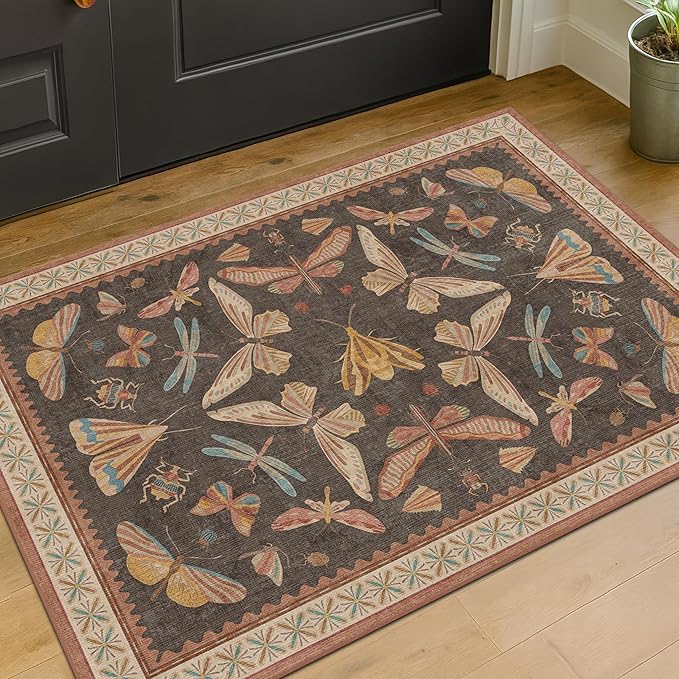 Vintage 2x3 Entry Way Rugs Indoor, Stain Resistant Washable Kitchen Rugs Non - Image 6