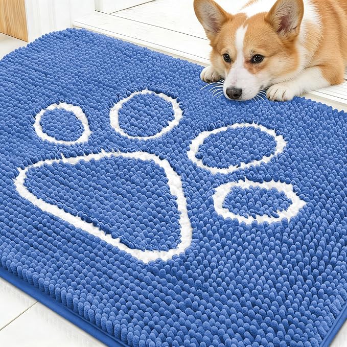 OLANLY Dog Door Mat for Muddy Paws 30x20, Paw Print Design, Absorbs Moisture by OLANLY