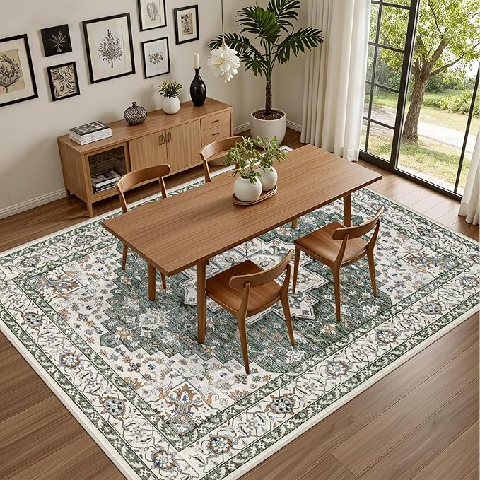 Area Rugs 10x12 Living Room Rug: Washable Rug Soft Vintage Boho Medallion - Image 4