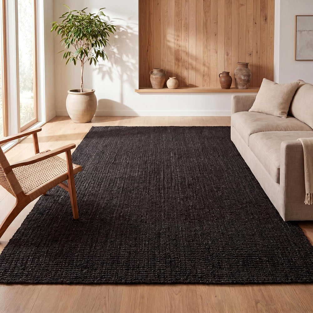 JONATHAN Y Pata Hand Woven Chunky Jute Black Indoor Area Rug, 5x8, Bohemian, ...