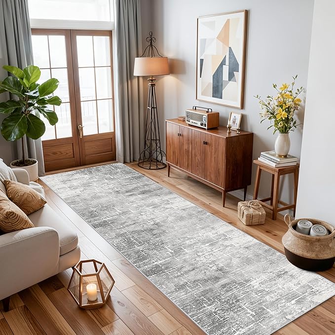 Washable 2x10 Kitchen Runner Rug: Abstract Farmhouse Bathroom Entryway Rug Soft