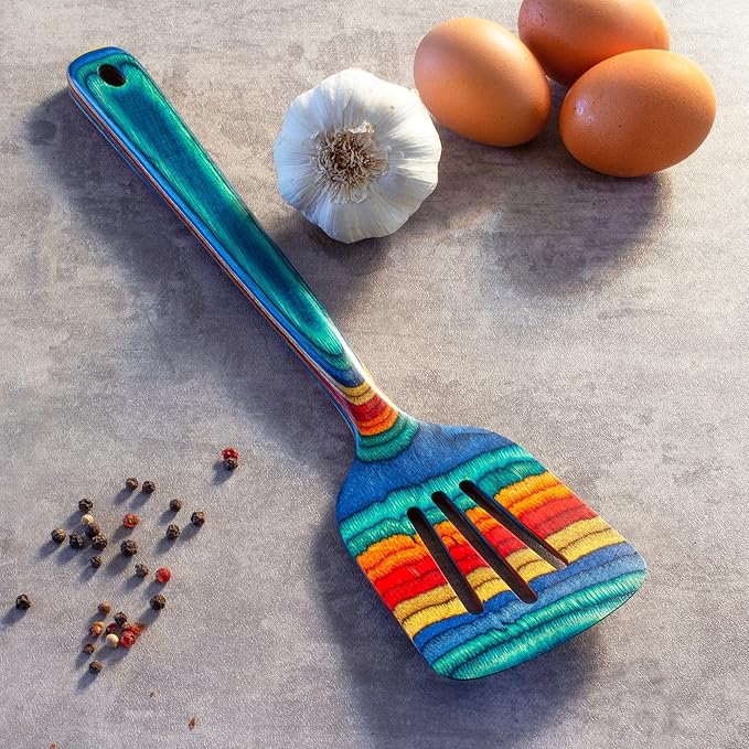 Totally Bamboo Baltique Montego Bay Collection 12-1/2" Wooden Slotted Spatula - Image 3