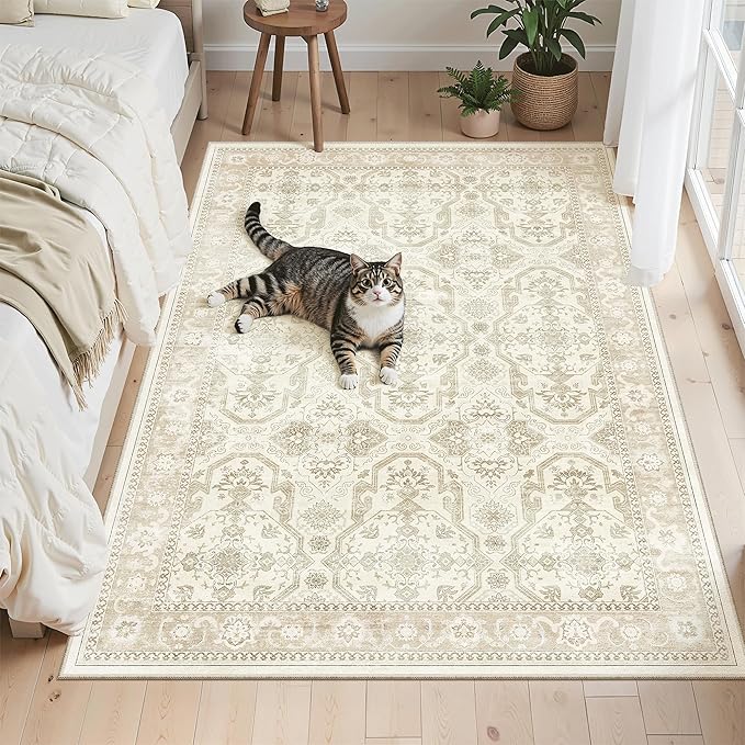 Soalmost 4x6 Area Rugs for Living Room, Vintage Washable Rugs for Dining Room by Soalmost