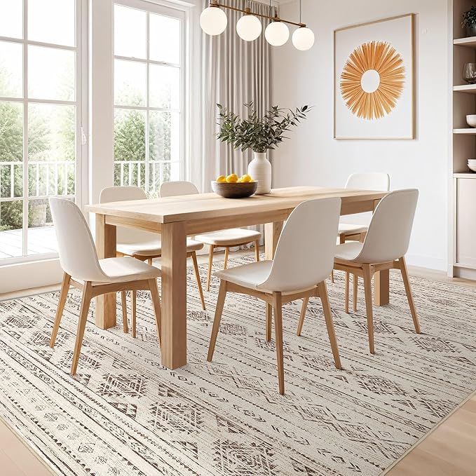 Nakagishi 6x9 Area Rugs Living Room: Washable Boho Large Neutral Soft Farmhouse - Image 8