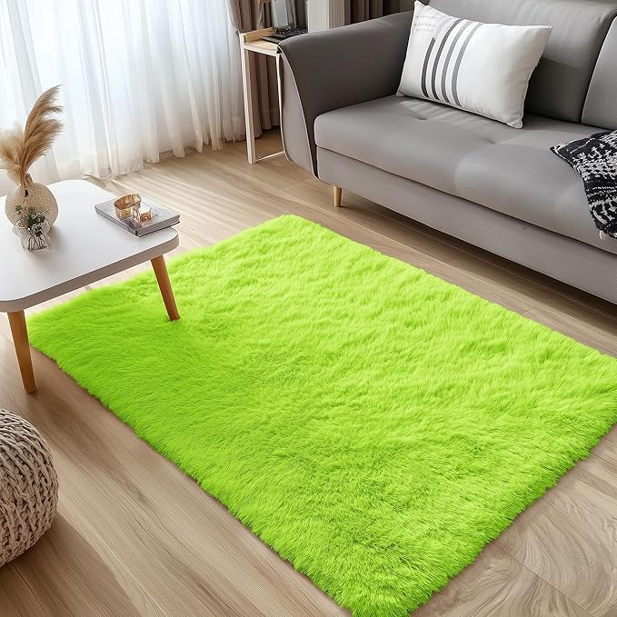 OLANLY 3x5 Machine Washable Small Bedside Rug, Soft Fluffy Shaggy Rugs - Image 3