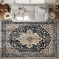 Area Rugs 9x12 Vintage Rug: Large Washable Living Room Rug Retro Medallion by MXSANYOORUG