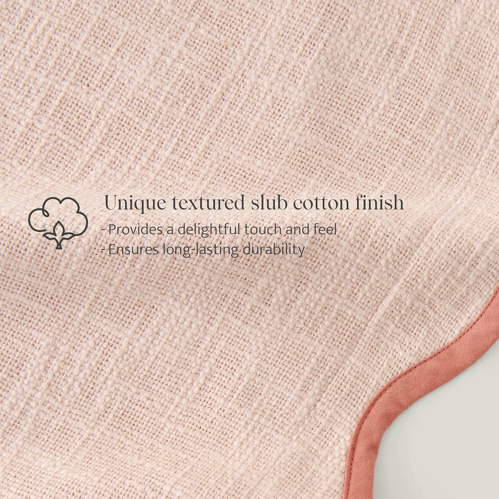 Double Stitch 100% Cotton Scalloped Throw Pillow Covers, Shell Pink