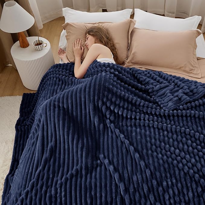 Bedsure GentleSoft Navy Blue California King Size Blanket