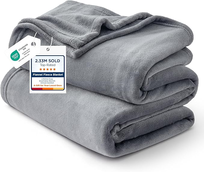 Bedsure GentleSoft Fleece Bed Blankets Queen Size Grey by BEDSURE