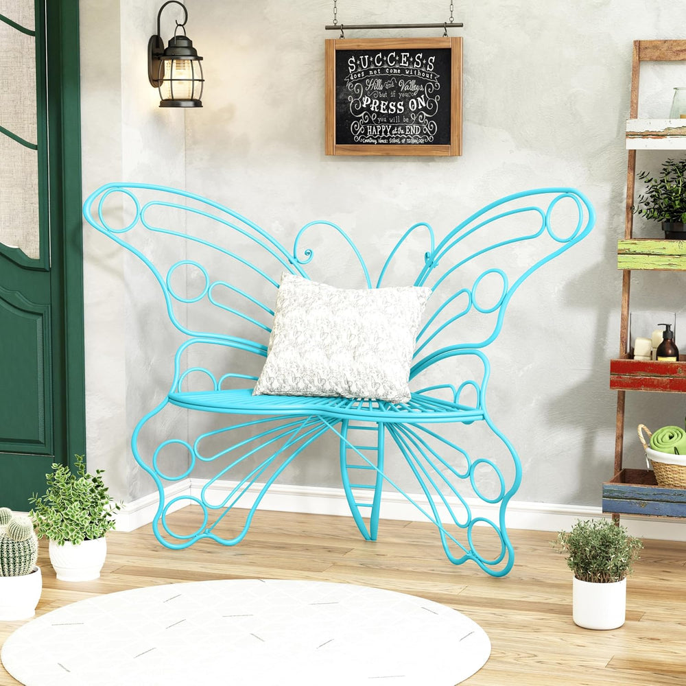 DIBRATY 50 Inches Outdoor Bench, Garden Bench with Sturdy Iron Metal Frame, P...