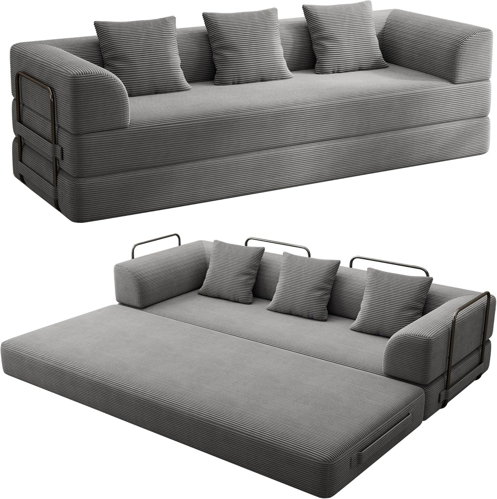 89" Convertible Futon Sofa Bed, Boneless Couch for Living Room, 3 Seater