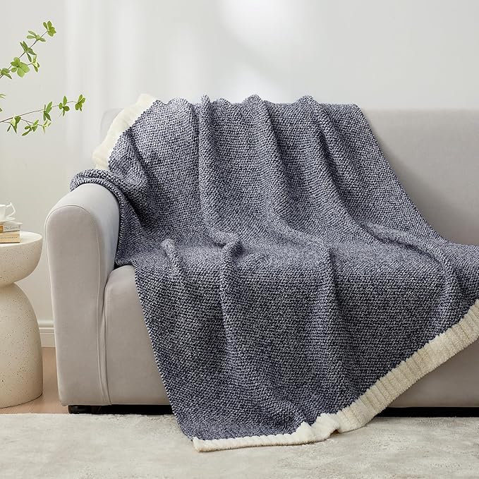 Snuggle Sac Super Soft & Reversible Heather Navy Throw - Image 7
