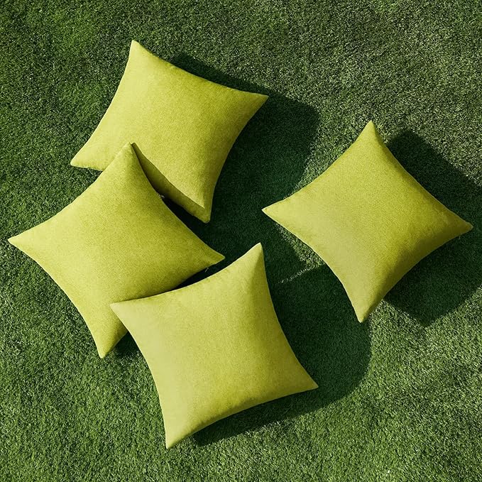 MIULEE Pack of 4 Decorative Outdoor Throw Pillow Covers Linen Waterproof Pillow - Image 4