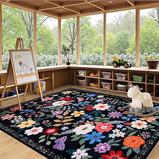 6x9 Area Rugs for Living Room: Floral Washable Rug Vintage Large Soft Boho - Image 5