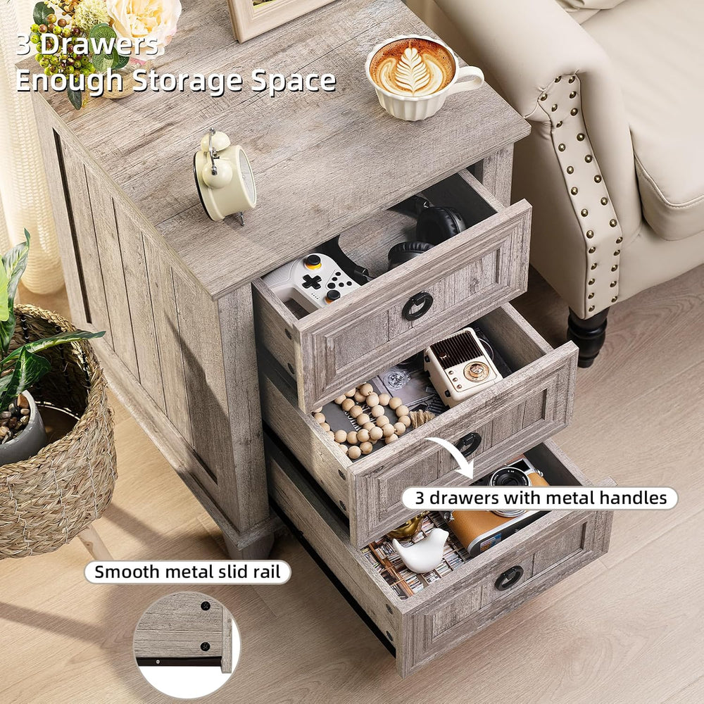 Joaxswe Farmhouse Nightstand Set 2, 18'' End Table | Sofa Bed Side Ta...