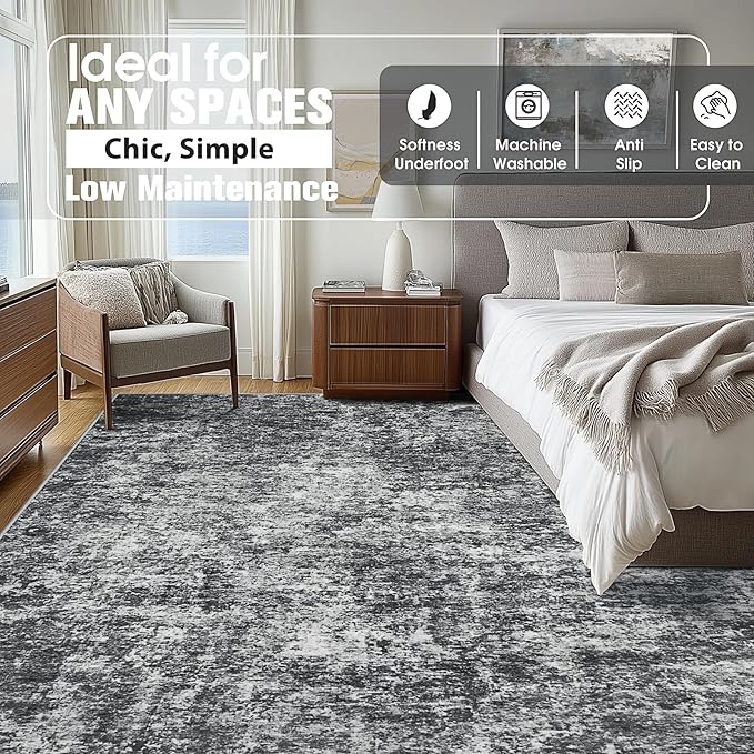 10x14 Area Rugs for Living Room Rug Washable: Abstract Large Rug Indoor Modern - Image 2