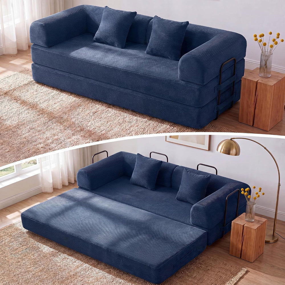 79" Convertible Futon Sofa Bed, Boneless Couch for Living Room
