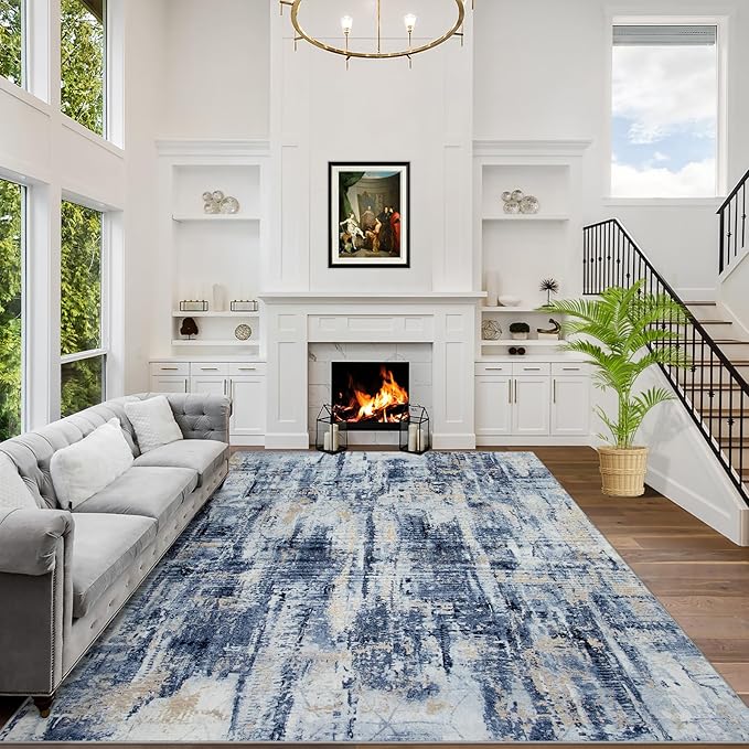 9x12 Area Rugs Washable Rug: Modern Abstract Living Room Rug Soft Anti-Skid by GENTDRIZZ