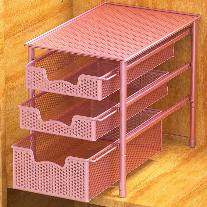 Simple Houseware Stackable 3 Tier Sliding Basket Organizer Drawer