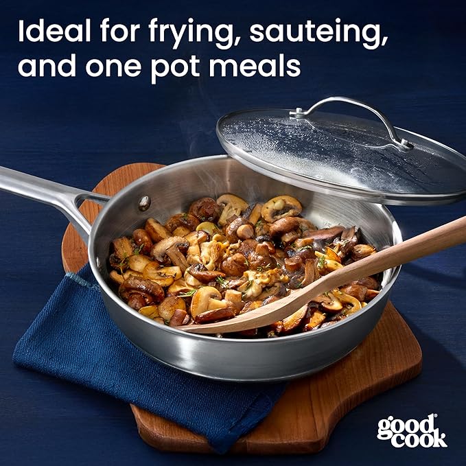 GoodCook Stainless Steel Deep Saute Pan 10.25-Inch, Oven-Safe to 500F & - Image 2