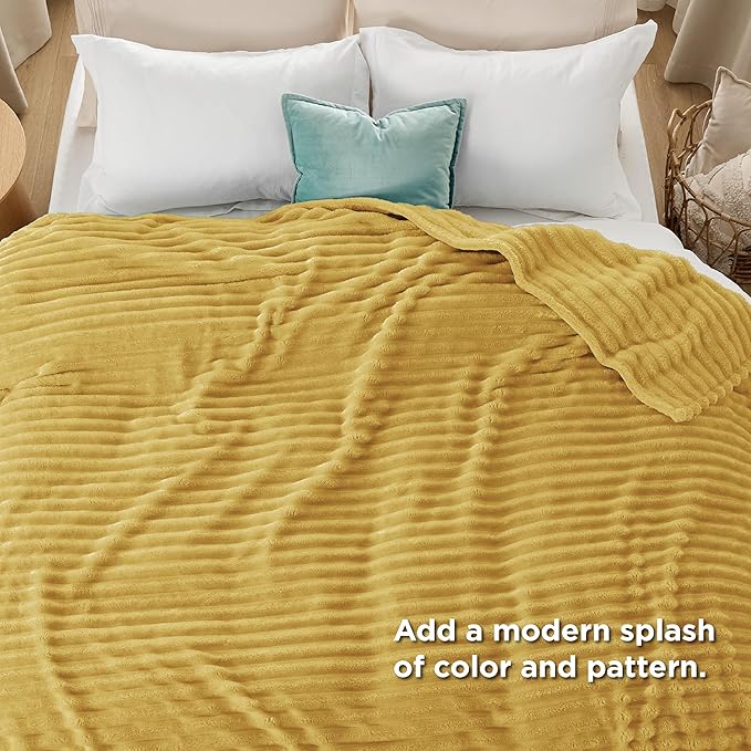 Bedsure GentleSoft Yellow Fleece Blanket - Image 5