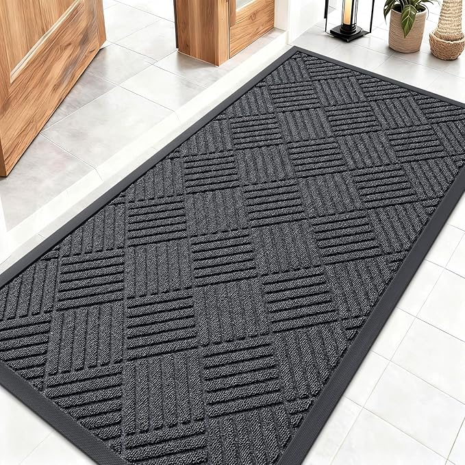 OLANLY Front Door Mat Outside Entrance 47x23, Heavy Duty Sturdy Natural Rubber by OLANLY