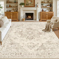 8x10 Area Rugs for Living Room: Vintage Boho Neutral Washable Rug Indoor Soft by Luxturiy