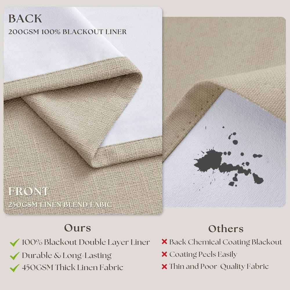 Extra Wide Oatmeal Beige Blackout Sliding Glass Door 108 Inch Curtains