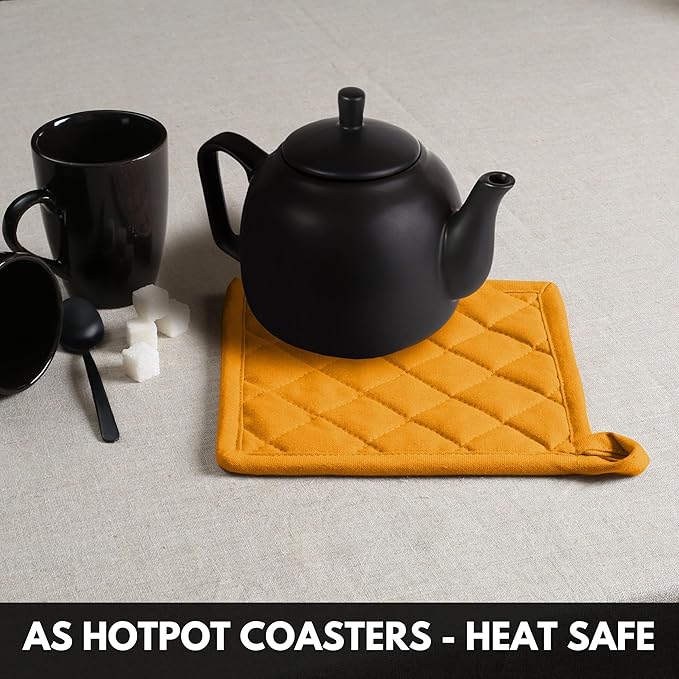 Oven Mitt & Pot Holder 100% Cotton Set of Heat Resistant Oven Gloves & Hot Pads - Image 6