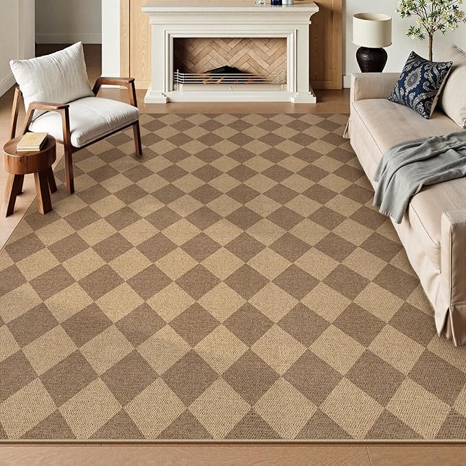 Lahome Colette Checkered Easy Jute Rug, 9x12 Washable Dining Room Rug Indoor - Image 2