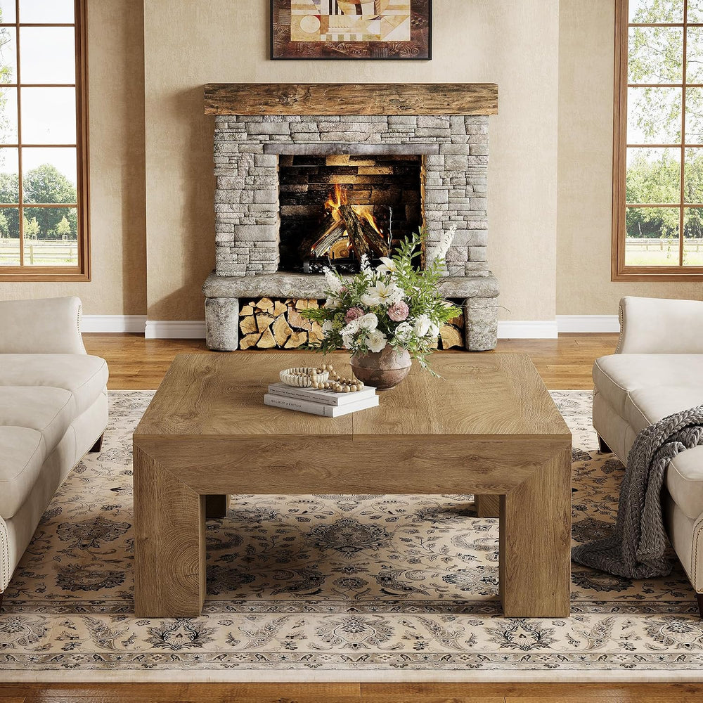 Tribesigns 39.4-Inch Square Coffee Table for Living Room, Farmhouse All MDF C...